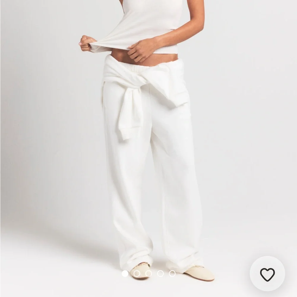 SKIMS Cotton Fleece Classic Straight Leg Pant in Marble - Picture 1 of 7